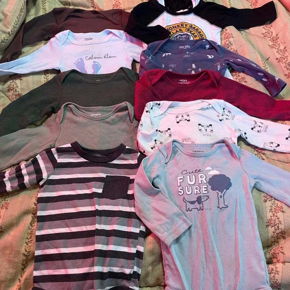 Boy Clothing Lot Carters Calvin Klein Bodysuits Joggers Sleepers 6 9 12 M 85 pcs